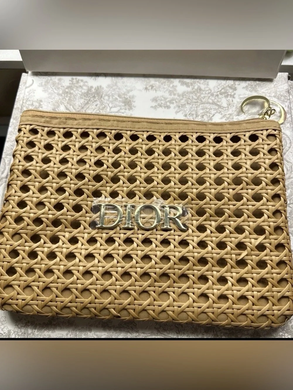 Dior Beauty 2026 Solar Limited Edition Raffia Pouch w/Gold Logo